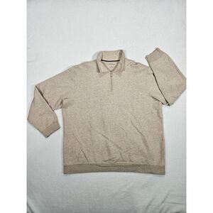 Croft & Barrow Sweater Men XL Beige Long Sleeve Quarter Zip Casual Collared Mens